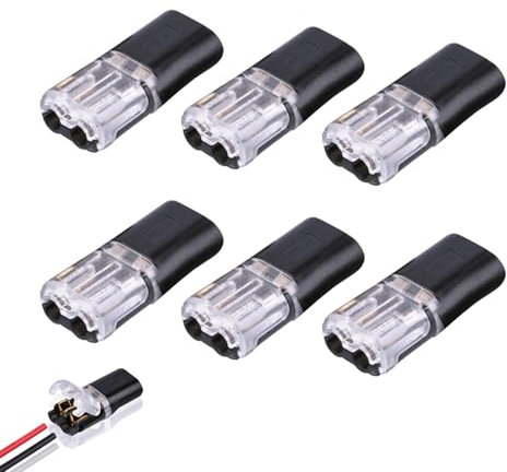 6PCS Electrical Wire Connectors Plastic H-Type Stripping Cable Connectors Led Solder-Free Wire Connectors Push Fit Two-Wire Docking Connector Led Solder-Free Connector