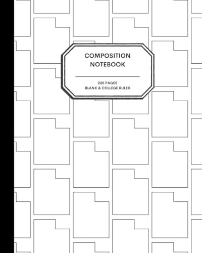 8x10 Composition Notebook - 200 Alternating Blank and College Ruled Pages - Utah State Outline Notebook Journal with Clean White Background for Kids, Preteens, Teens and Adults