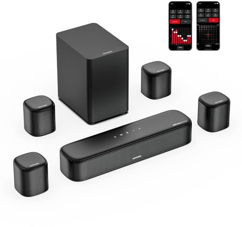ULTIMEA 7.1 Dolby Atmos Soundbar, con Subwoofer, Soundbar TV con Controllo via APP, Audio Surround Cinema 3D con 4 Altoparlanti Surround, TV Altoparlante con HDMI eARC da 350W, Bluetooth, Aura A60