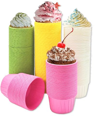Gicctyble 200 Stück Muffinförmchen Papier, Cupcake Förmchen, Fettdicht Mini Muffins Papierförmchen, Lebensmittelqualität, Muffinform Papier für Backen,Dessert,Party,Geburtstag,Hochzeit