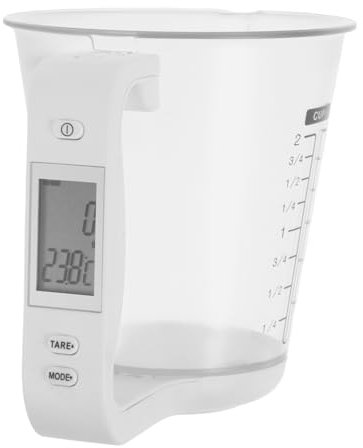 LIGIGWASH Tazza per Cucina con Display LCD Strumento Pesatura e Misurazione Della Temperatura per e Risultati Precisi e Facile Bianco