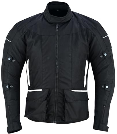 Mens Motorcycle Jacket Waterproof CE Armoured Textile (Black Mesh, M) | Durable Cordura Polyester Motorcycle Jacket With CE Protection, Waterproof Design & All Weather Comfort For Every Ride