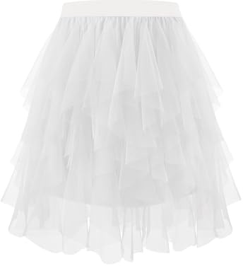 Bbonlineklänning, tyllkjol, knälång, underkjol, cosplay, kjol, kort, danskjol, elastisk tyll, balett, kostymer, karneval, kjol, Vit, S