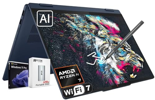 Lenovo IdeaPad 5 2-in-1 14 Touchscreen Laptop, AMD 8-Core Ryzen AI 7 350(>Intel i7-1355U), 16GB LPDDR5 RAM, 1024GB PCIE SSD, Copilot+ PC, WiFi 7, BT5.4, Backlit KB, W Pen&128G PSD, Win 11 Pro