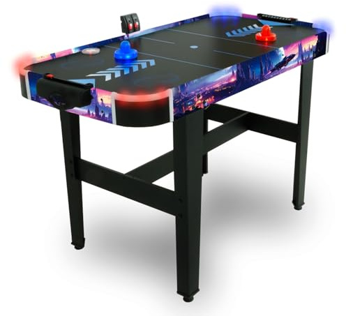 Mesa de Air Hockey LED para Niños y Jóvenes +8 años, Juego de Hockey de Mesa con Pucks y Palas LED, Divertido Juego Recreativo en Casa