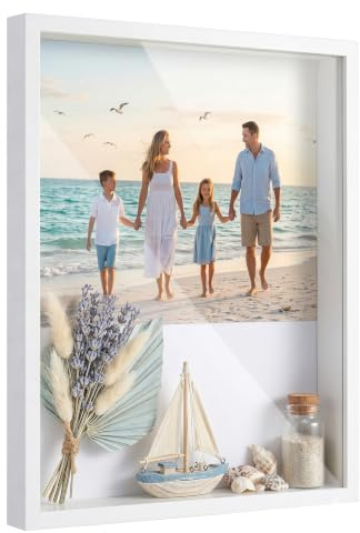 Vexaflow Marcos con Profundidad, Ideal para Objetos, Flores, Ramos de Boda y Recuerdos, Marcos de Fotos 3D 43,5 x 31 x 4,5 cm, Marco Cuadrado de para Colgar, Perfecto para Manualidades