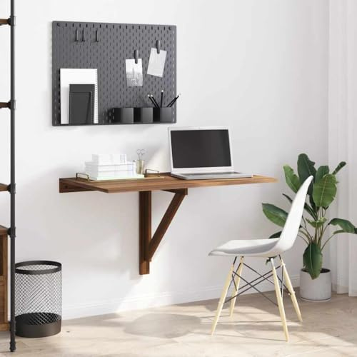 Generico Tavolino Muro Pieghevole Rovere Marrone 100x60x56cm Multistrato,Tavoli Pieghevoli