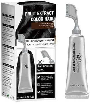 Fruit Essence Hair Dyeing Comb, Permanent Hair Dye, Natural, Plant-Based Extract Hairs Dye Essence, Plant Fruit Hair Dye Cream, Suitable for Men and Women，Black