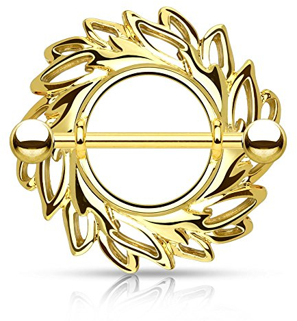 eeddoo Brustwarzen-Piercing Wirbel Gold Edelstahl