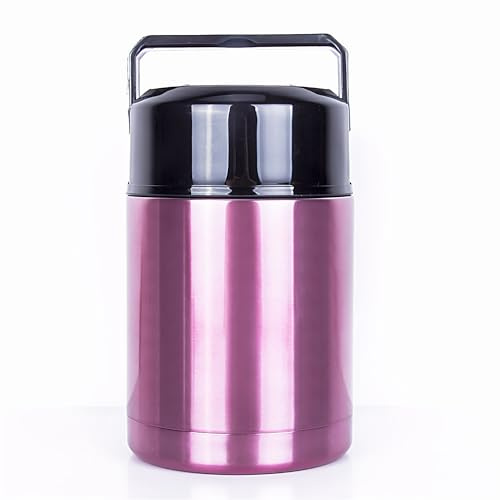 Meichoon 35 oz（1000ml Vacuum Insulated Food Jar Bowl for Cooking Stainless Steel Interior Leak Proof Soup Food Storage Container, BM02 Rosy
