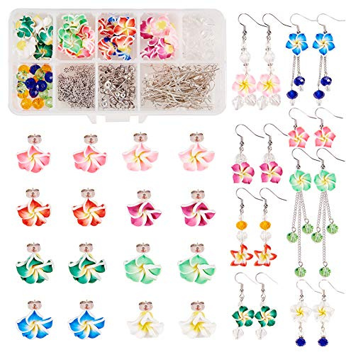 SUNNYCLUE 1 boîte Bricolage Faire 16 Paires d'argile de polymère 3D Fleur Goujon Boucle d'oreille Faisant des Kits,Crochets de Boucle d'oreille…