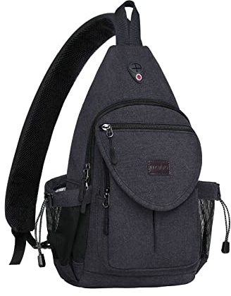 MOSISO Ryggsäck för slinga, kanvas crossbody vandring vardagsväska väska med stöldficka