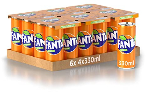 Fanta Original Gusto di Arancia – 24 Lattine da 330 ml, con Succo di Arance Italiane, Senza Aggiunta di Conservanti, Lattina 100% riciclabile, Gusto Rinfrescante, Bevanda Analcolica Frizzante