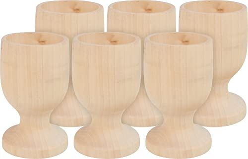 VBS Eierbecher 6 Stück Kiefernholz unbehandelt Durchmesser 4.7 cm Höhe 7.8 cm Artikeltyp Eierbecher Ganzjährig verwendbar aus Kiefernholz ideal für Frühstückstisch