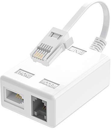 Ancable BT Plug to ADSL RJ11 Broadband Internet Microfilter Splitter, Male to Female for Landline Modem Router Wifi Plug Telephone White Socket Phone Cable Sky