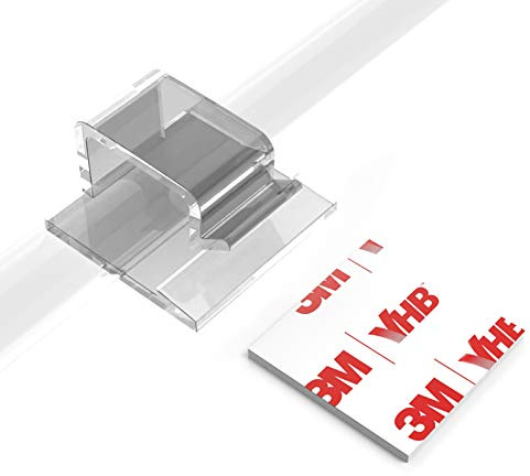 Cable Clips with Strong Self-Adhesive, XIAOXI R Shape Cord Organizer Cable Management for TV PC Wire Holder Ties Sticky Tidy and Wire - 40 Pcs (Transparent)