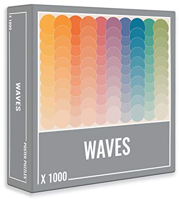 Cloudberries Waves Puzzle, Easy Jigsaw Puzzles for Adults, 1000 Piece Colourful Gradient Rainbow Puzzle, Colour Spectrum Multicolour Jigsaw with Retro Wave Design, Easy Puzzles for Adults