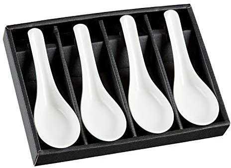 Porzellan Löffel RENGE SHIRO aus Japan Geschenkset Weiß Matt japanische Porzellanlöffel Suppenlöffel Reislöffel