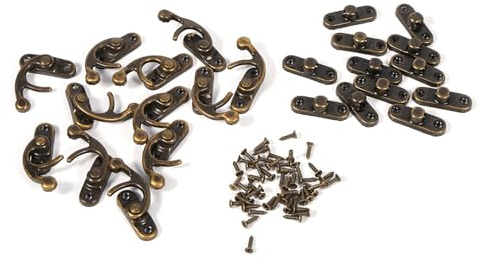 Scatola di Gioielli con Chiusura a Scatto, 12 Pezzi di Gioielli Decorativi Antichi Vino Scatola di Legno con Chiusura a Gancio con Viti(Bronzo Scuro 1)