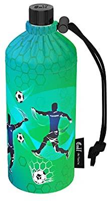 Emil Trinkflasche aus Glas für Mädchen & Jungen isolierte Glasflasche für Schule, Freizeit, Sport: Kinder & Eltern Goal 0,4l