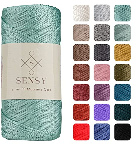 S Sensy - Minze 2MM Premium Polypropylen Makramee-Kordel, 230m