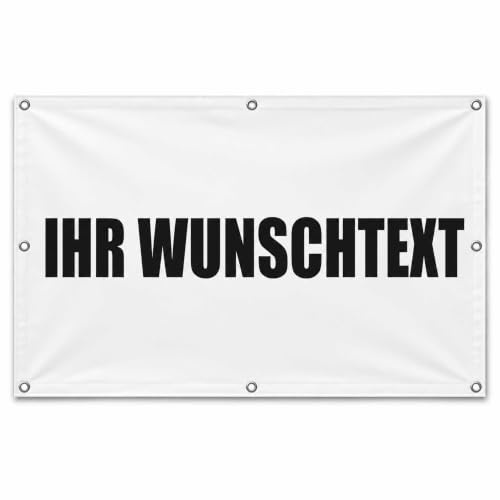 Werbeplane Gerüstplane - 200x50cm - individuell Wunschtext Text - für Baustelle, Garten, Zaun, Konzert, Gerüst mit Saum und Ösen - Bedruckt - Plane Banner - freie Farbwahl sehr stabil 500g m²
