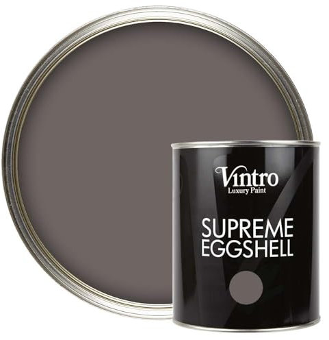 Vintro Paint | Taupe Eggshell Paint | for Walls | Wood | Trim | Satin Furniture Paint | Interior & Exterior Use. 1 Litre (Fresco - Taupe)