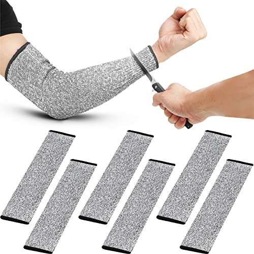 3 Paar schnittfeste Armschützer für dünne Haut und Prellungen Stufe 5 Arm Schutzhüllen für Männer Frauen, grau, Medium