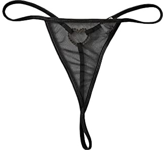 Verdusa Women's G String Thongs Rhinestone Mid Rise Mesh Thong Underwear Hipster Black Medium