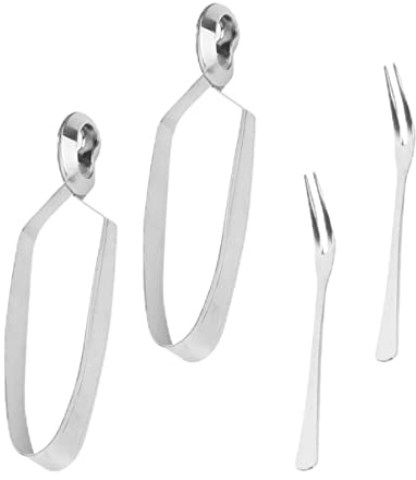 Housoutil Pince À Escargots Inoxydable 6.10 Pouces Ustensiles Cuisine Inox Ensemble 2 Clips Et 2 Fourchettes Pour Dîner Escargot Fruits De Mer Crustacés Résistante À La Chaleur