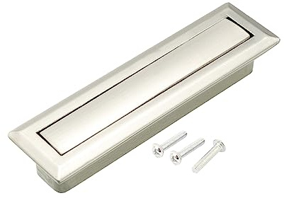 QUARKZMAN Rettangolare A filo Tirante Maniglia 65 x 12 mm Argento Tono | 1 pz, per Porta Scorrevole Armadio Tasca, Incassato, Nascosto, Metallo