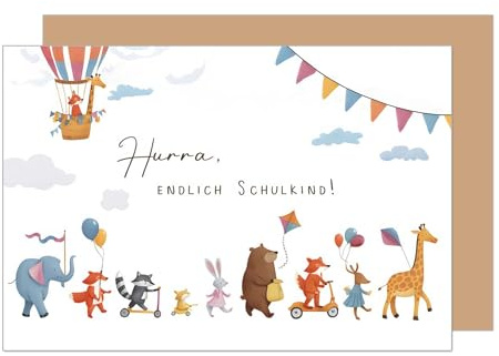 Edition Seidel Premium Glückwunschkarte zur Einschulung mit Umschlag. Einschulungskarte Grußkarte Karte zum Schulanfang Schuleinführung Schulstart Schulkind Mädchen Junge 1. Klasse (ES149 SW024)