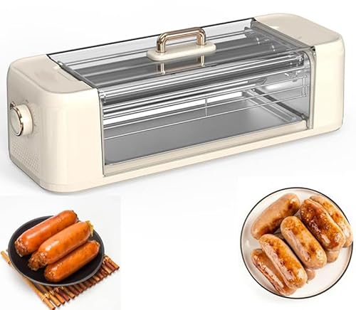 Hot Dog Roller Machine for Breakfast Sausages - Multi-Function Barbecue Hot Dogs, 500W Mini Grilled Sausage Maker, Roast Sausage Machine