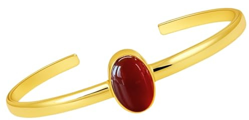 happymaker - Edelstein Armreifen - Mondstein, Rosenquarz, Karneol - offener Armring, Armspange, größenverstellbar, Geschenkverpackung