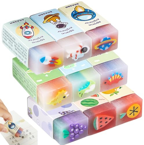 9PCS Dinosaurier Radiergummi, Fruch Radiergummi, Radiergummi für Kinder,schule Süße farbige Bleistift-Radiergummis für Schule, Schüler Lernmaterialien Briefpapier Geschenke Radiergummi Radiergummi