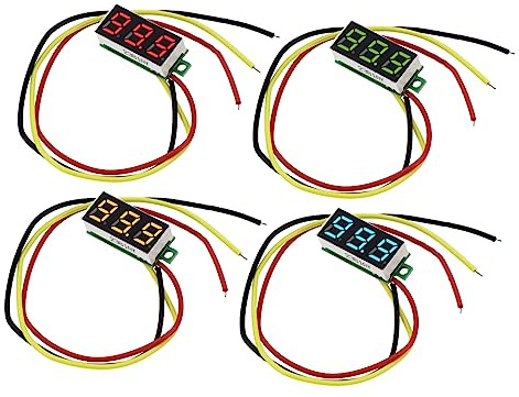 Anneome 4 Stück Digitales Voltmeter für Kfz und Motorradbatterie Spannungsmessgerät mit Synthetischem Material Kleinstes Volumen Präzise Anzeige für Auto und Motorrad