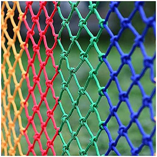 Kletterseilnetz für Kinder, für drinnen und draußen, Sicherheitsnetz für Treppen, Balkongeländer, Hängenetz mit Katzennetz, Zaunnetz und hängendem Kleidernetz, Retro-Stange, Dekorationsnetz, 3 x 3 m