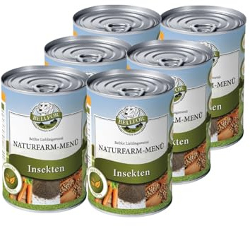 Bellfor Menu della fattoria naturale – Cibo alimentare per cani senza cereali con proteine degli insetti – 6 x 800 g. Ideale per cani sensibili alla nutrizione, ricco di vitamine e minerali, ideale