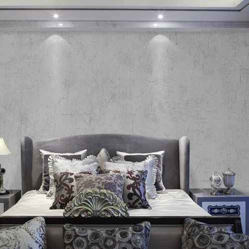 Trafagala Industrial Textured Concrete Effect Wallpaper with Cracks Cement Gray Shabby Chic Ceiling Paper Removable Non-Woven Natural Stone Wallpaper for Bedroom Living Room Hallway Ceiling Paper