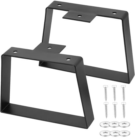 LiYiJiKeJi 2 Pcs Black Coffee Table Legs Metal, Trapezoidal Furniture Legs for Sofa Dresser Cabinet Cupboard Chair Couch Dining Table Bench Legs Feets(6 inch)