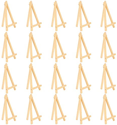 Mini Chevalet de Table en Bois, 20pcs Petit Chevalet Triangle 16x9cm, Peinture Toiles Artistiques Photo Décoration pour La Décoration de Table de Mariage Anniversaire Baptême Fête