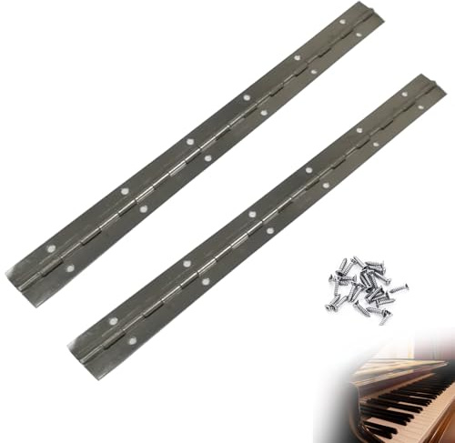 2 piezas unidades de banda para piano,Bisagra continua de acero inoxidable para piano,bisagra de barra,con 24 tornillos,para pianos,puertas de armario,robustas