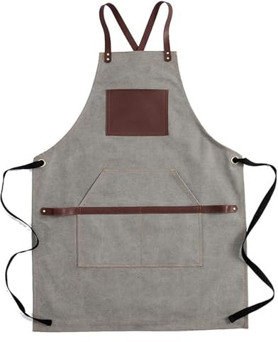 HLHLH Canvas-Schürze for Männer, robuste Arbeitsschürze mit Taschen, wasserdichte, verschleißfeste Werkzeugschürze for den Garten