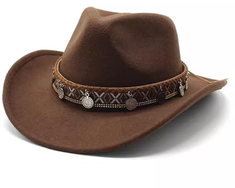 SLEDEZ Klassisk topp hatt för män Western Cowboy Melonhatt för män och kvinnor, filt jazzhatt (färg 5)
