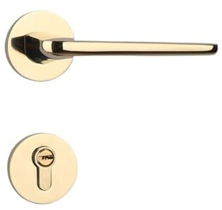 Serrure de porte en bronze jaune américain antique style européen serrure fendue intérieure vert ancien simple noir chambre serrure de porte de pièce silencieuse(Golden)