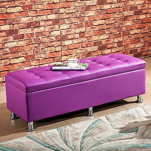 Moderna panca rettangolare – ottomana imbottita in ecopelle per ingresso, soggiorno o camera da letto – versatile panca per scarpe e baule per giocattoli, 100 x 40 x 40 cm