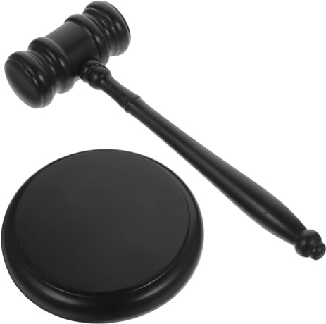 TOYZFRIENDY Marteau de Juge Bois Massif avec Socle de Tribunal Lisse pour Enchères et Étudiants Droit Accessoire Professionnel pour Commissaire Priseur