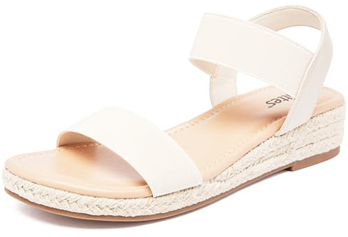 Veittes Women's Platform Wedge Heel Sandals - Open-Toe Adjustable Elastic Strappy, Comfortable Insole, lightweight Rubber Sole, Casual Summer Strappy Sandals.(2507008,BG/MF,6.5)