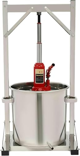 Pressa manuale per frutta e vino, 22 l, con martinetto idraulico, in acciaio inox, per formaggio, erbe, verdure e succhi di frutta, include vassoio sanitario