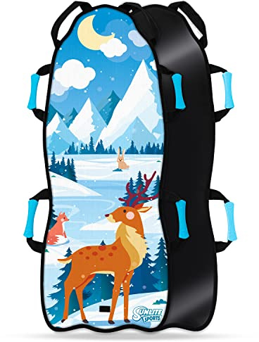 Sunlite Sports 45” Foldable & Roll-Up Snow Sled for Kids & Adults, Ultra-Portable Easy-Carry Design, Durable Reinforced Bottom for Heavy Snow & Winter Fun